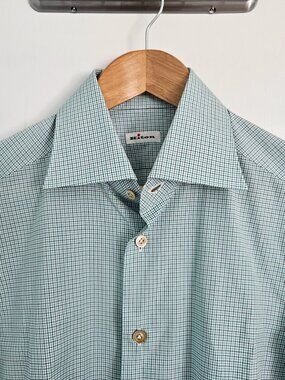 Kiton Micro-Check Cotton Dress Shirt – Size 15/38 (US M)